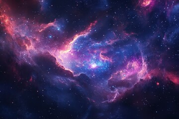 Fototapeta premium Cosmic Nebula with Swirling Clouds of Gas and Dust