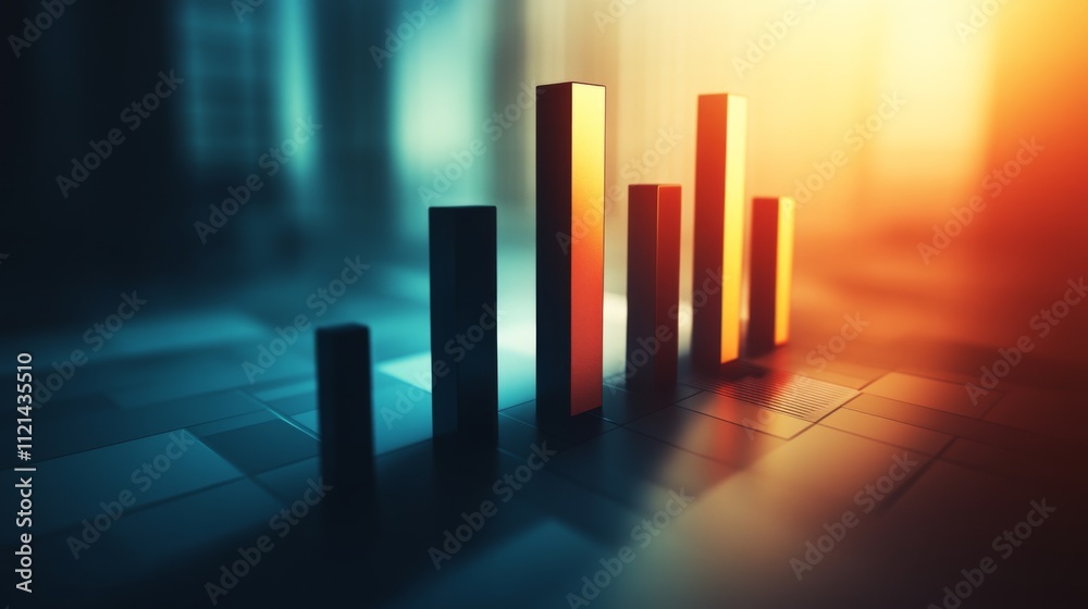 Poster abstract data visualization with colorful bars and gradient background