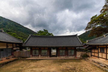 Buddhist temple on a cloudy day