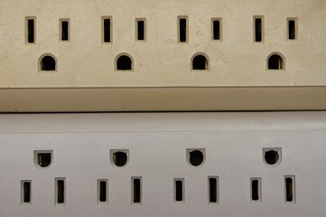 Power strip outlets with close up
