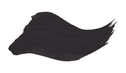 Black brush stroke isolated on transparent background.