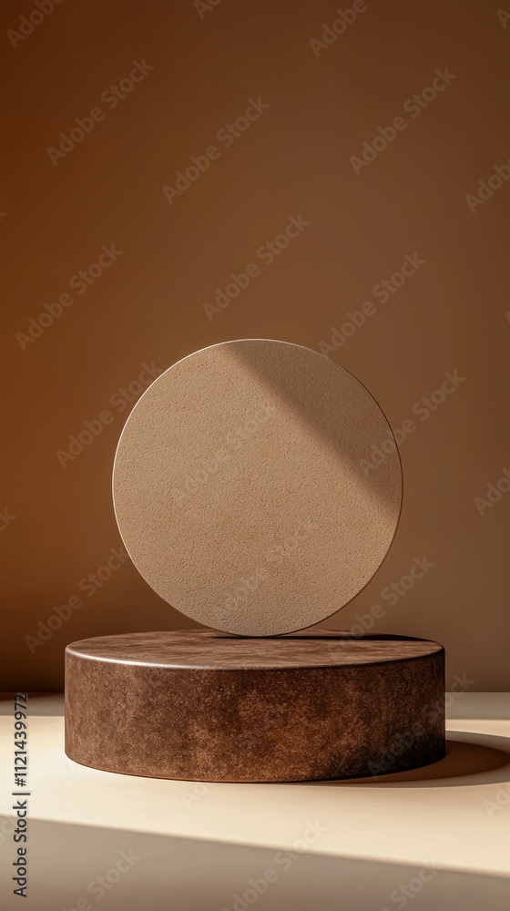 Aufkleber Minimalist podium in a soft mocha mousse setting highlights elegant design, creating a serene atmosphere perfect for presentations