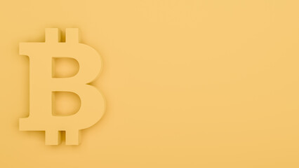 Yellow bitcoin currency symbol background with space for text. Concept: Industry, coins, virtual currencies.