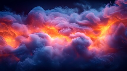 Fototapeta premium Exaggerated swirling clouds dynamically rendered in 3D cartoon style with vibrant colors on a pure black backdrop