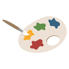 Color Palette With Paintbrush illustration