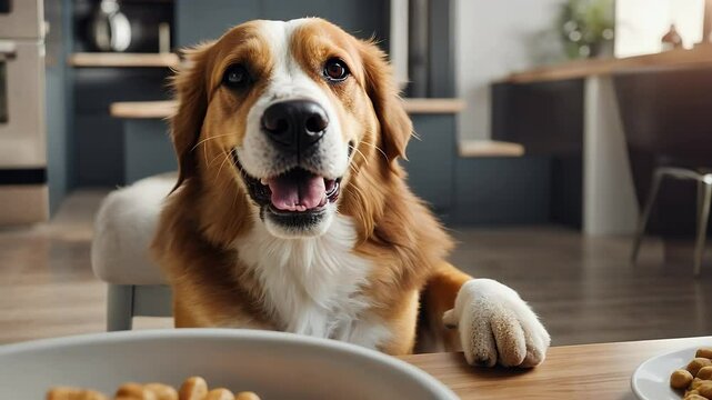 video dog happy excited hungry bowl eat food ravenous face crazy smile laugh funny laughing eager animal rescue cute closeup pet adopt smiling tongue lter mouth wait curious