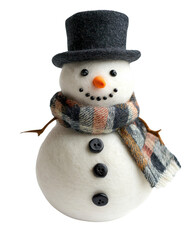Snowman with a carrot nose isolated on transparent background