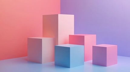 empty podium stage with holographic colours