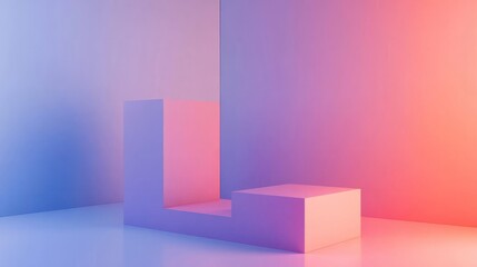 Fototapeta premium empty podium stage with holographic colours