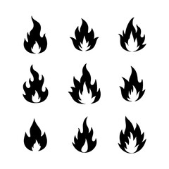 Fire illustration design in flat style, set of fire vector icons. fire warning sign with white background.