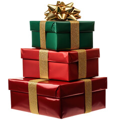 Stack of Christmas present isolated on transparent background