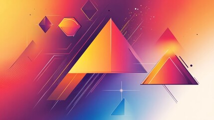 abstract background with pyramid triangle, holographic colored background