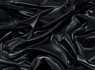 Obraz premium Sleek Black Crumpled Paper Texture with Glossy Folds