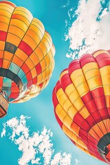 Obraz premium Colorful Hot Air Balloons Floating Against a Bright Blue Sky