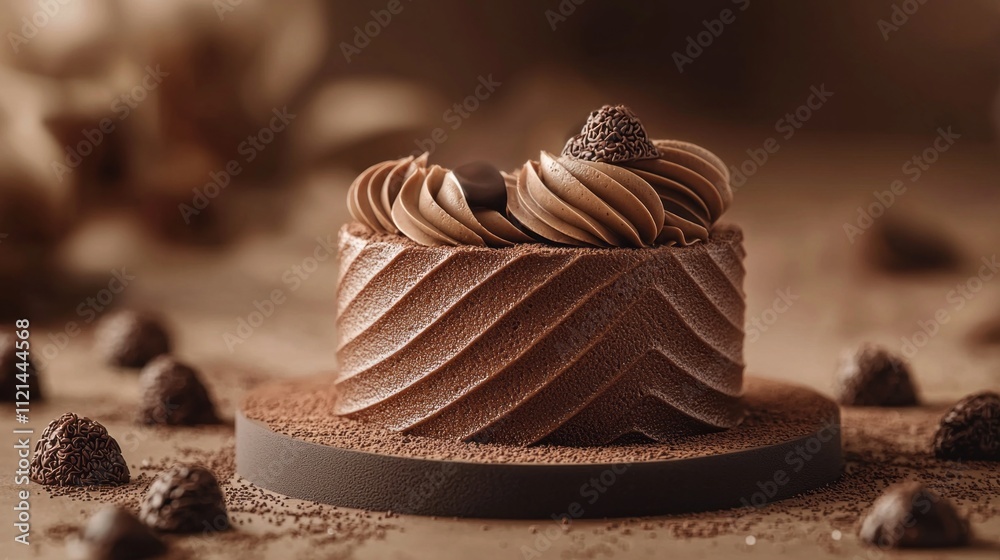 Poster indulgent mocha mousse showcasing smooth layers, rich textures, and an artistic arrangement of choco