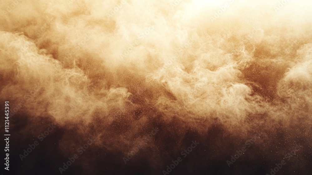 Poster dust clouds dance in hues of mocha and brown, creating an enchanting atmosphere reminiscent of a mys
