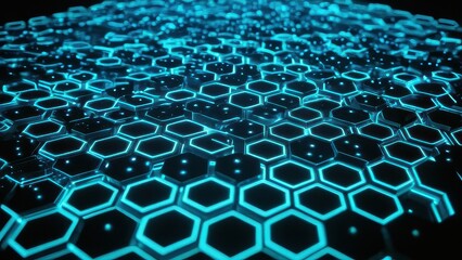 Fototapeta premium A stunning futuristic design featuring glowing blue hexagons, perfect for technology and digital art themes