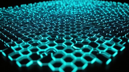 Obraz premium A stunning futuristic design featuring glowing blue hexagons, perfect for technology and digital art themes