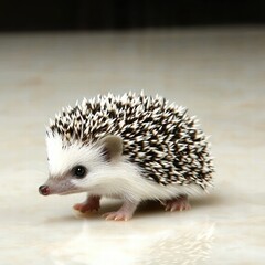 Obraz premium Adorable Small Hedgehog with Unique Spiky Fur on Smooth Surface