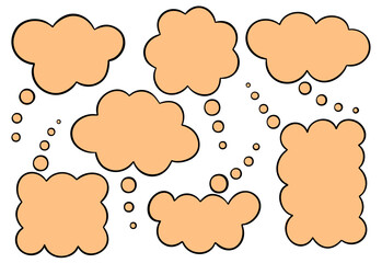 Set of thinking speech bubbles on white background, isolated. Speak balloon text, cartoon chatting 