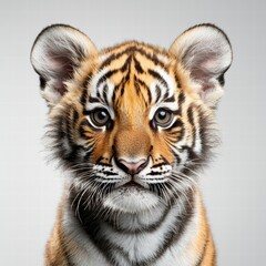 Obraz premium Striking Close-Up Portrait of Young Tiger with Intense Blue Eyes