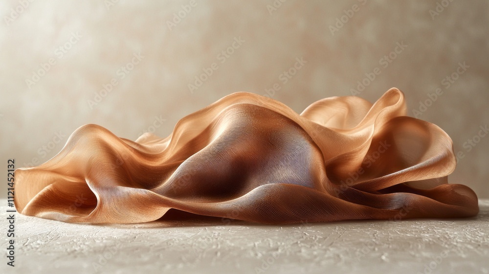 Poster Delicate fabric forms gentle undulations, highlighting the interplay of light and shadow in an elegant minimalist composition