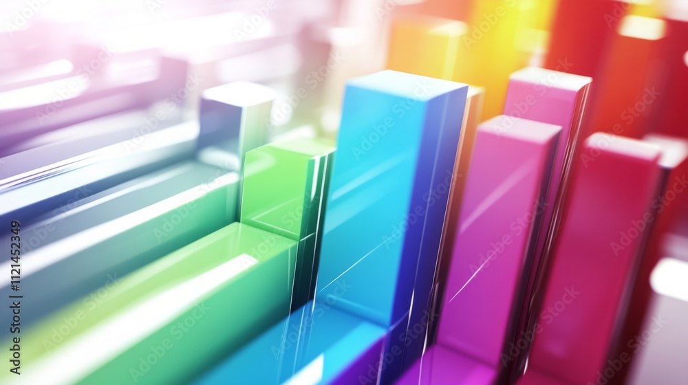 Poster Colorful Abstract Bars with Light Reflection in Modern Design