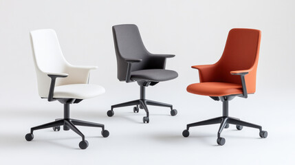 Colorful office chair with back and armrests, business concept and power