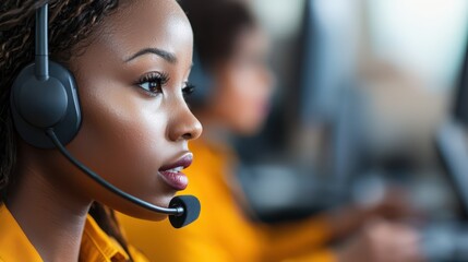 Support agent providing assistance in a busy call center environment