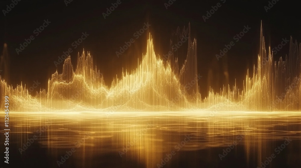 Poster Golden Waveform Visualization of Sound Frequencies and Dynamics