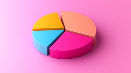 Obraz premium Colorful Pie Chart on Pink Background for Data Presentation