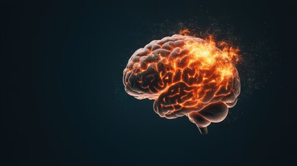 Brain on fire symbolizes neurological disorders and mental health issues