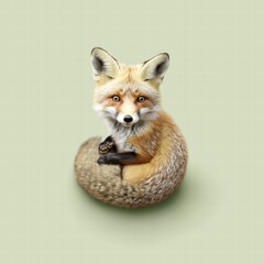 Obraz premium Charming Red Fox Sitting Gracefully on a Soft Green Background