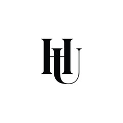 HU monogram logo design letter text name symbol monochrome logotype alphabet character simple logo