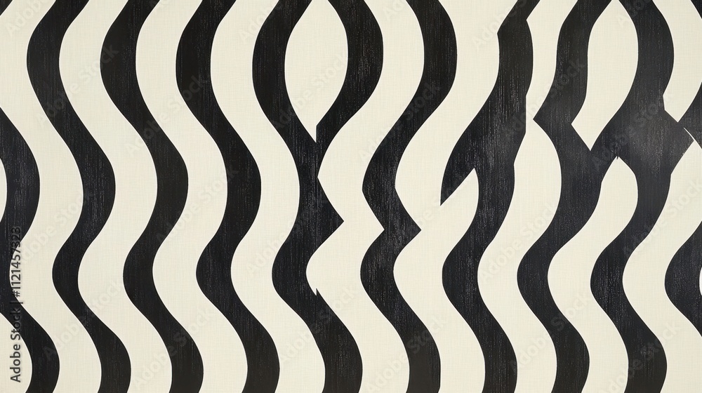 Poster elegant black and white wavy line pattern creating a seamless abstract visual background