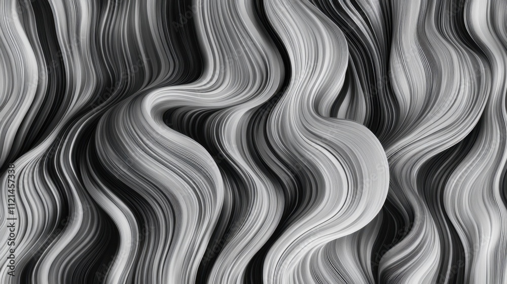Poster elegant black and white wavy line pattern creating a seamless abstract visual background