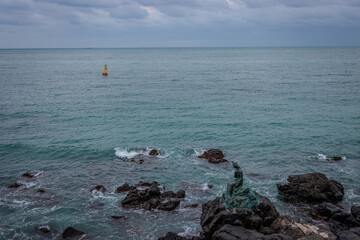 Busan, South Korea - October 17 2024 "Haeundae district and beach during autumn"
