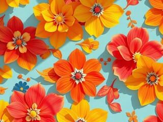Fototapeta premium Abstract Floral Home Decor AI Art - Vibrant Colorful Motifs