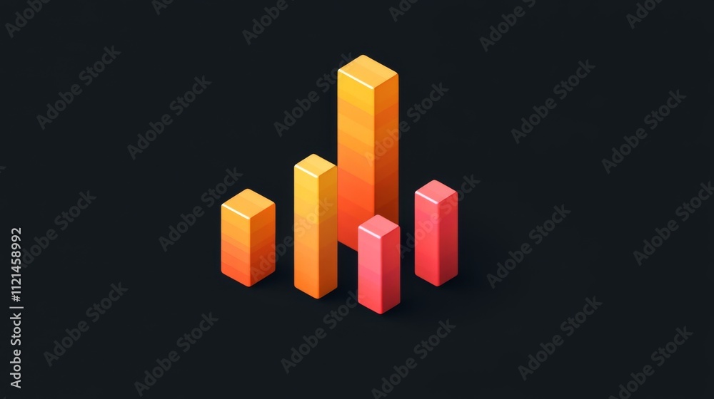Leinwandbilder colorful 3d bar graph on dark background representing data analysis