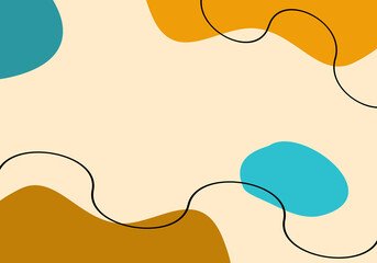 Simple abstract art minimalist, wavy lines and cute colorful blob shapes background. simple trendy flat vector illustration