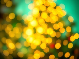 Obraz premium Christmas Abstract Golden Green Bokeh Banner Header - Vibrant Festive AI Art