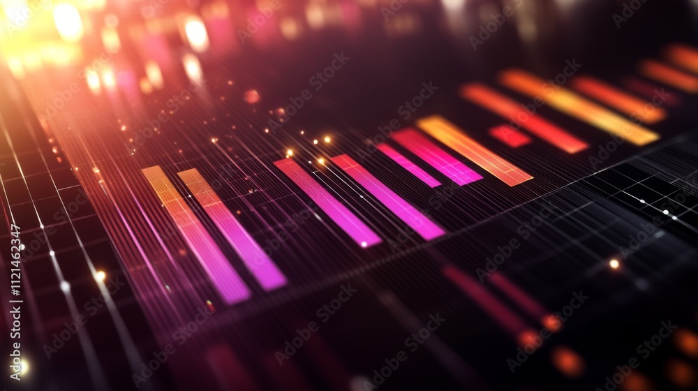 Poster colorful abstract graphic with bars and lights in digital design