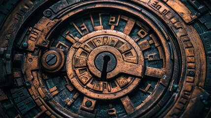 Intricate Antique Mechanism: A Close-Up of a Steampunk-Inspired Lock