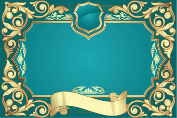 Golden ornate elegant decorative vintage blank card