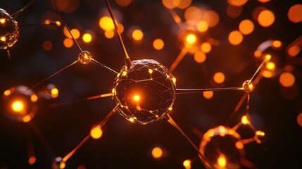 Fototapeta premium Illuminated Molecular Structure: A 3D Render of Interconnected Nodes