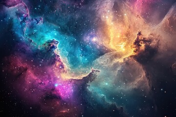 Fototapeta premium A Cosmic Dance of Nebulas and Stars in a Deep Space