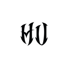 HU monogram logo design letter text name symbol monochrome logotype alphabet character simple logo