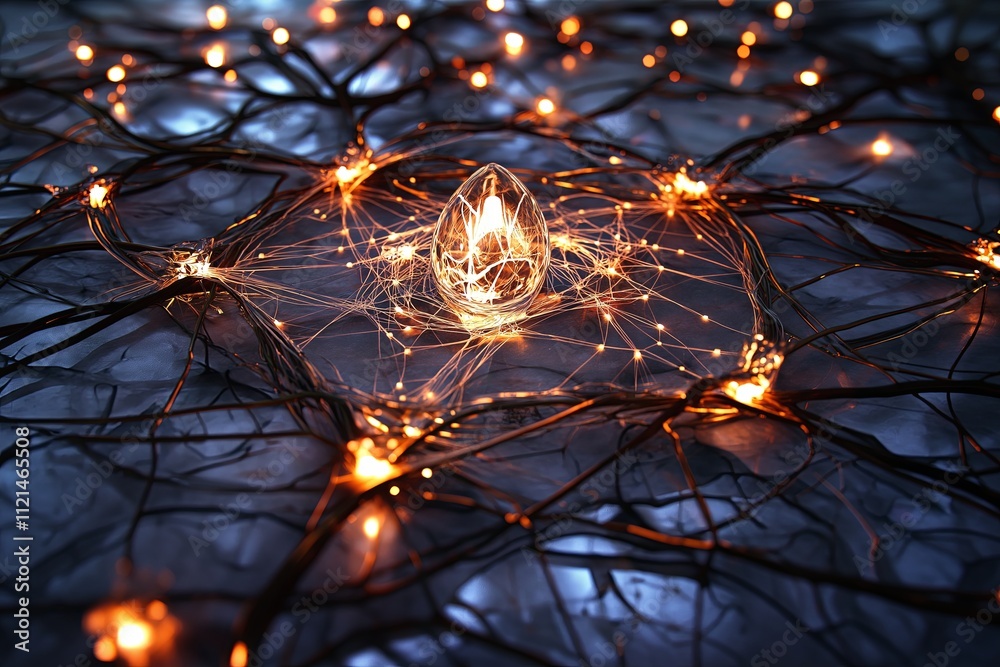 Poster A network of interwoven lines forming a complex web-like structure with glowing nodes.