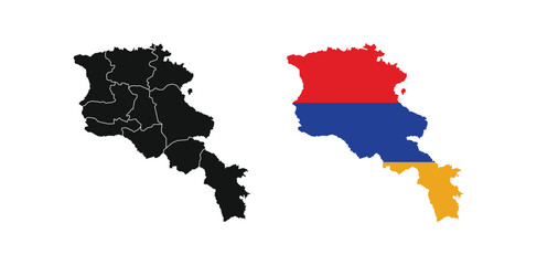 Armenia Map vector icon. Map of Armenia in Flag colors.