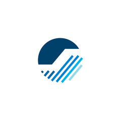 S Letter in A Circle with Blue Strip Logo Design Vector